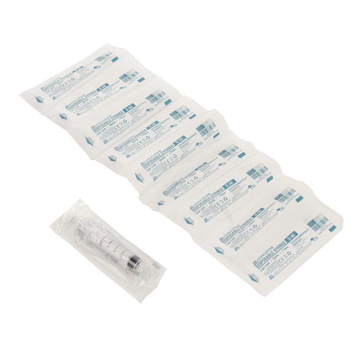 Livingstone Syringe, 5ml, Luer Lock Tip, Latex Free, Hypoallergenic,  Sterile, 100/Box