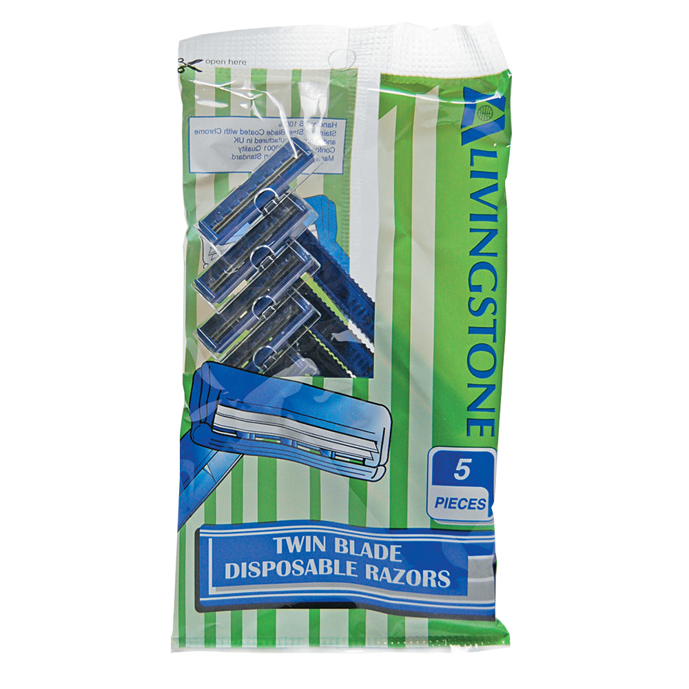 DISPOSABLE ULTRA SHARP SHAVING RAZORS, TWIN BLADE, BLUE 100pk