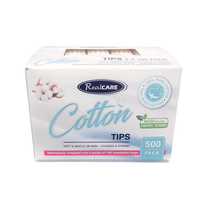 Real Care Cotton Tips 500pk (5x100pk)
